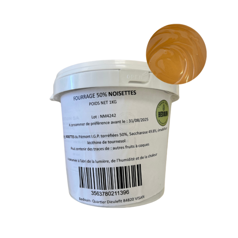 Fourrage praliné 50% noisettes Piémont 1kg - DDM 08/25