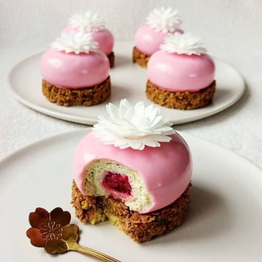 Entremets individuels pistache framboise