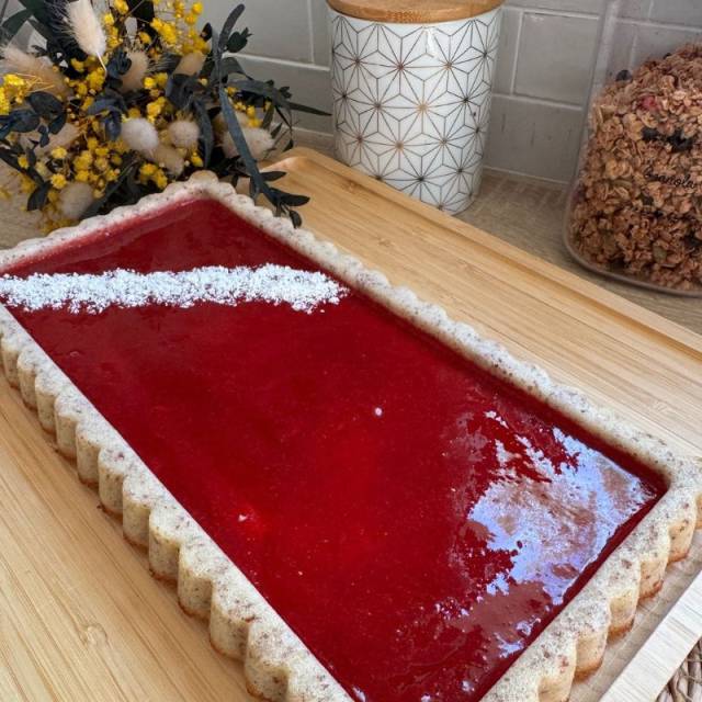 Financier géant framboise noix de coco